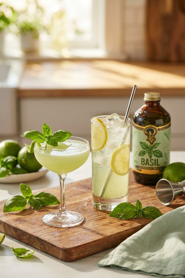 Basil syrup for cocktails: garden-fresh pours