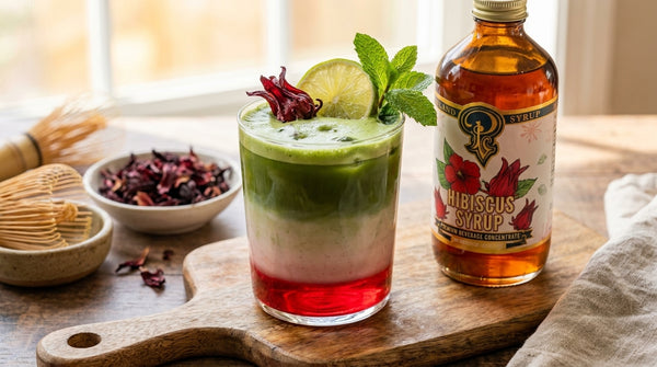 Hibiscus syrup for matcha: floral & tart pairing