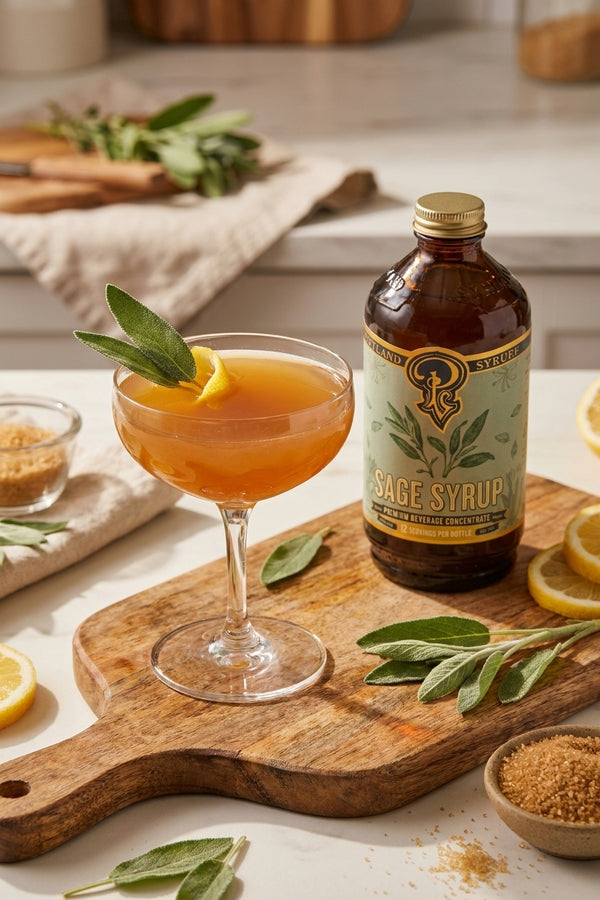Sage syrup for cocktails: savory & herbal