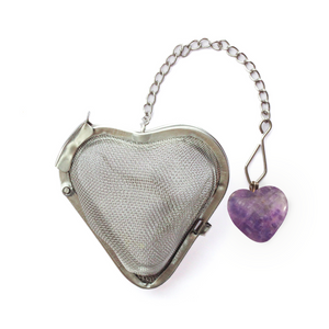Gemstone Heart Tea Infuser (Rose Quartz - Amethyst) — view 1